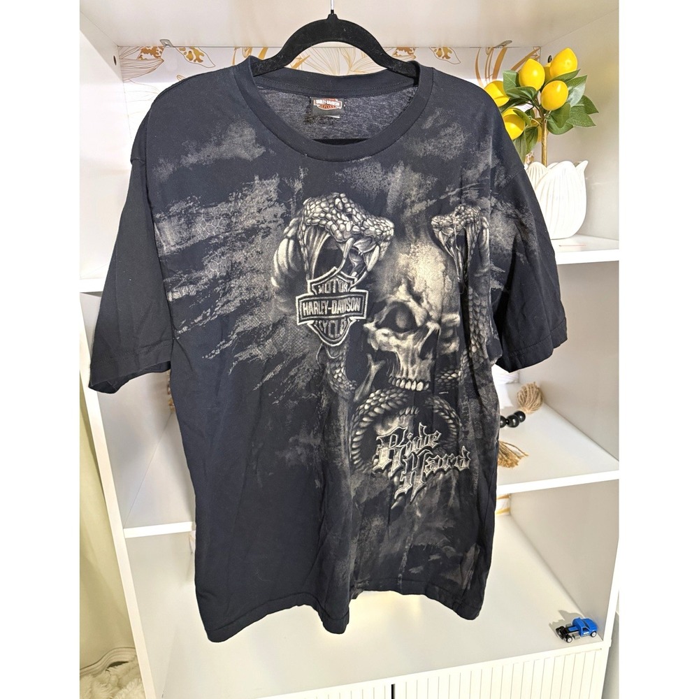 Harley-Davidson Black Skull Snake Graphic T-Shirt XL - H-D of Pensacola
